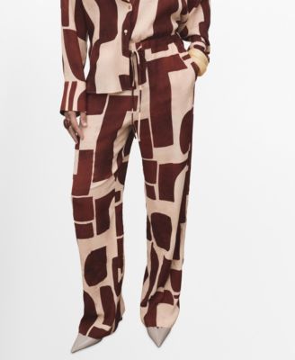 MANGO - Women's Geometric Pattern Fluid Pants