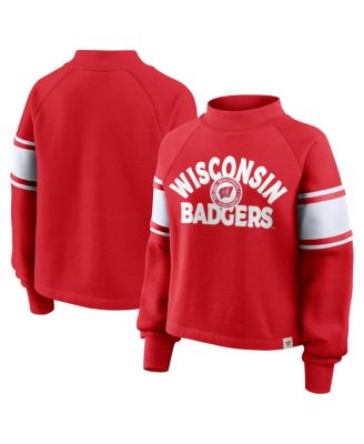 Fanatics - Women's Red Wisconsin Badgers Oversized Hometown Premium Punt Coverage Raglan Pullover Sweatshirt