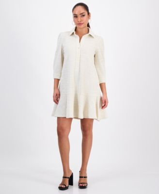 Robbie Bee - Petite Textured Button-Front Dress