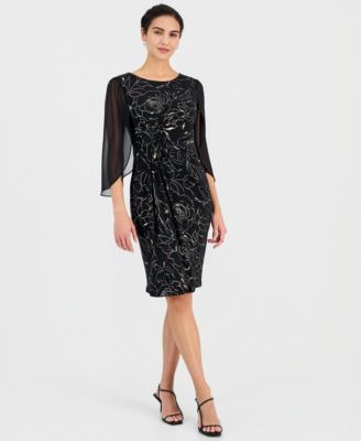 Connected - Women's Side-Gathered Cape-Sleeve Dress