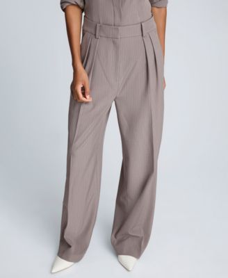 Kenneth Cole - Women's Pinstripe High Rise Double Pleated Pants