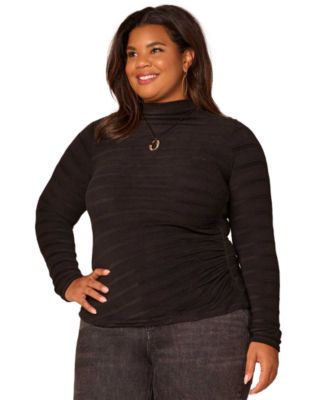 Democracy - Plus Size Long-Sleeve Asymmetrical Side Ruching Top
