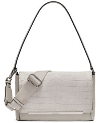 Calvin Klein - Alia Croc Magnetic Snap Shoulder Handbag