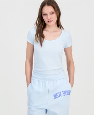 Self Esteem - Juniors' Side-Ruched Ribbed-Knit T-Shirt