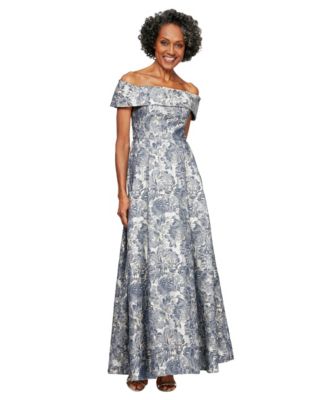 Alex Evenings - Women's Printed Off The Shoulder Ballgown