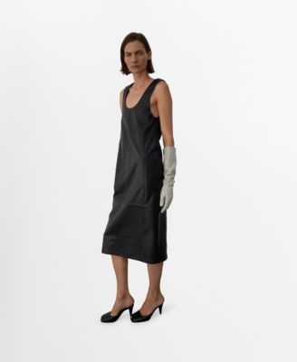 MANGO - Women's Leather Midi-Dress