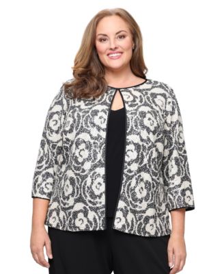 Alex Evenings - Plus Size 2-Piece 3/4-Sleeve Patterned Cami and Jacket