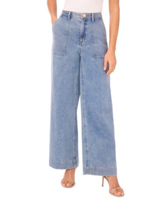 CeCe - Women's Wide Leg Patch Pocket Pants