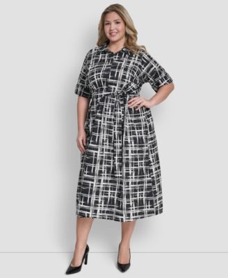 DKNY - Plus Size Collared Button Down Dress