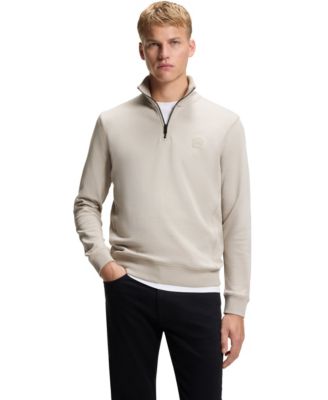 Hugo Boss - BOSS by Men's Cotton Terry Logo Patch Zip-Neck Sweatshirt
