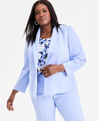 Kasper - Plus Size Seamed Crepe One-Button Blazer