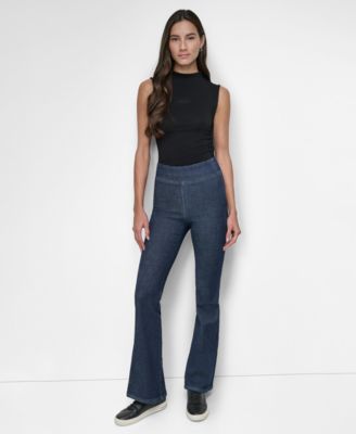 DKNY Jeans - Petite Flared-Leg High Rise Pull-On Jeans