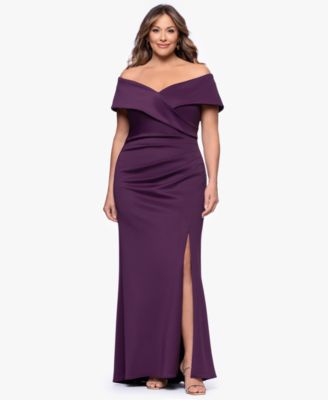XSCAPE - Plus Size Off-The-Shoulder Long Dress
