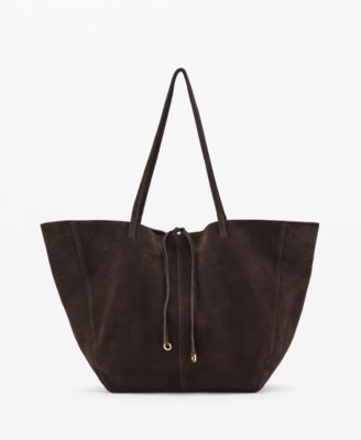 MANGO - Women's Suede Leather Shopper Bag