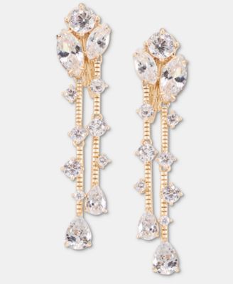 Anne Klein - Crystal Cluster Clip-On Linear Drop Earrings