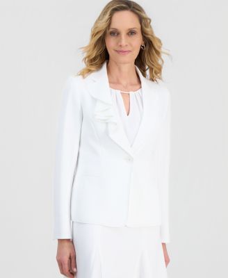 Kasper - Women's Ruffle-Lapel One-Button Blazer