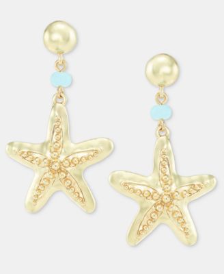 On 34th - Bead & Starfish Drop Earrings