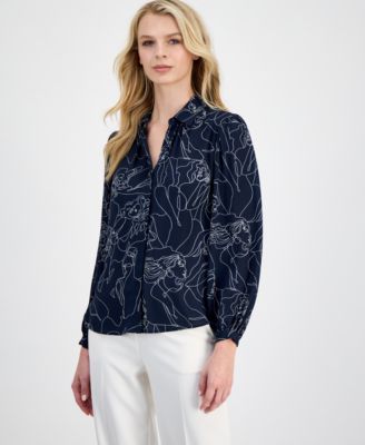 T Tahari - Women's Printed Button-Front Shirt