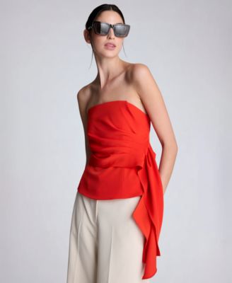 Kenneth Cole - Women's Sleeveless Draped Front Bustier Crop Top