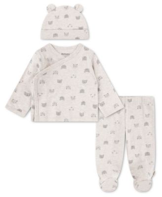 Baby Boys' Printed Top, Footed Pants and Hat, 3-Piece Set image