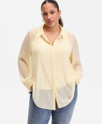 I.N.C. International Concepts - Plus Size Collared Button-Front Shirt