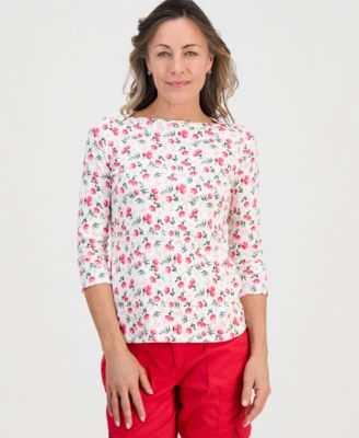 Style & Co - Petite Cotton Hydrangea Love Top