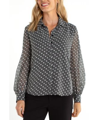 Liverpool Los Angeles - Petite Collared Button Front Blouse