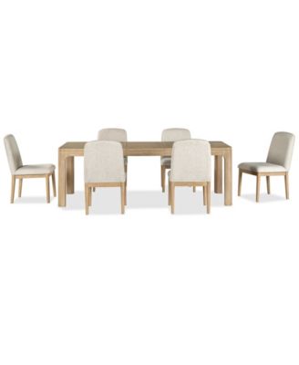 Marcel 7-Pc. Wood Rectangular Table and Upholstered Side Chairs Dining Set image