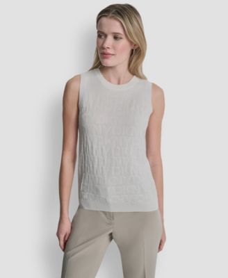 DKNY - Women's Sleeveless Logo Printed Sweater