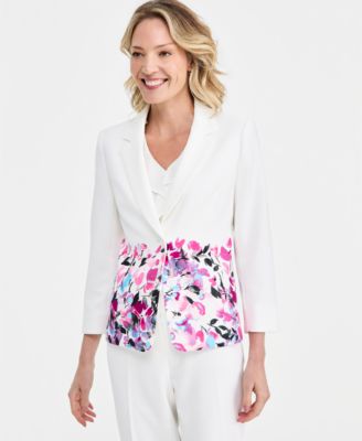 Kasper - Women's Floral-Print Double-Button Blazer