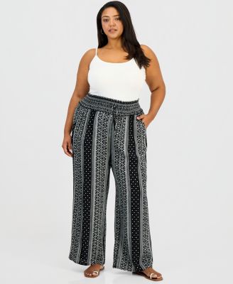 Kingston Grey - Trendy Plus Size Pull-On Wide-Leg Pants