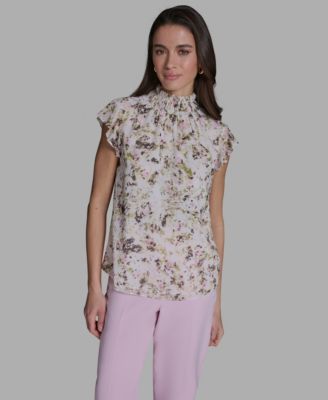 BCBG - Women's Ruffle-Sleeve Mock Neck Blouse