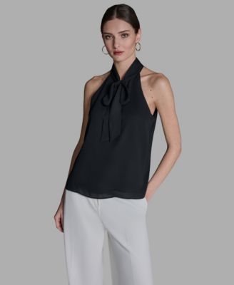 BCBG - Women's Sleeveless Tie-Neck Blouse