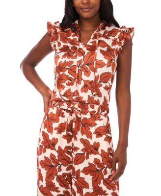 Vince Camuto - Women's V-Neck Flutter-Sleeve Top