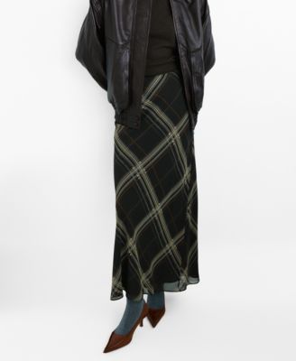 MANGO - Women's Checked Long Skirt