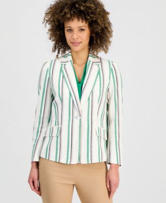 Kasper - Women's Striped Flap-Pocket Blazer