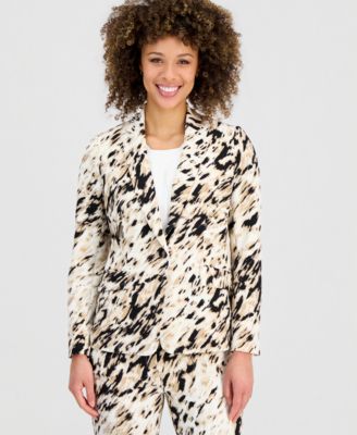 Kasper - Women's Animal-Print One-Button Blazer
