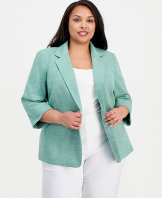 Kasper - Plus Size Notch-Collar One-Button Blazer