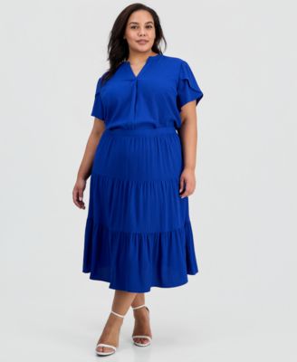 Anne Klein Essentials - Plus Size Tiered Midi Skirt