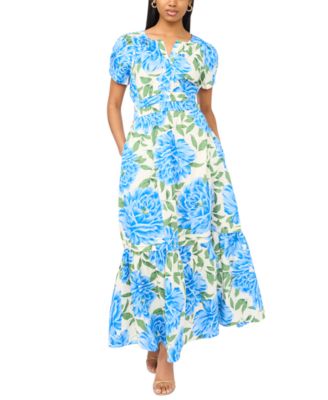 MSK - Women's Split Neck Short-Sleeve Maxi Dress