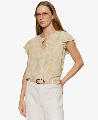 Sanctuary - Petite Free Spirited Collared Ruffle Blouse