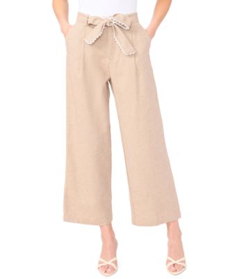 CeCe - Women's Wide Leg Bow Tie Cropped Pants