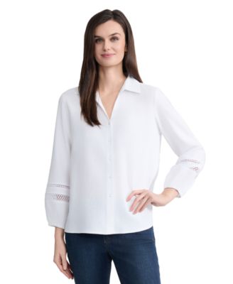 Jones New York - Petite Button-Front Collared Top