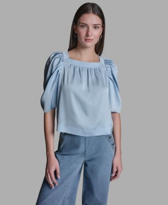 BCBG - Women's Square Neck Puff-Sleeve Top