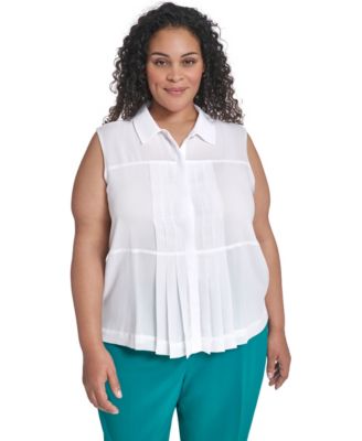 Calvin Klein - Plus Size Collared Neck Sleeveless Top