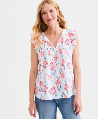 Style & Co - Women's Emelia's Garden Floral-Print Ruffled Top