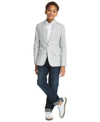 Tommy Hilfiger - Husky Boys' 8-20 Textured Check Sport Front Button Coat