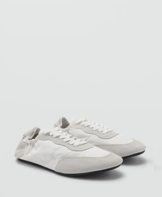 MANGO - Women's Lace-Up Leather Sneakers