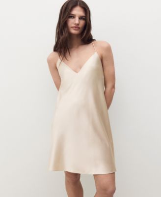 MANGO - Women's Silk Straps Nightgown