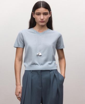 MANGO - Women's Wool Short-Sleeved Sweater